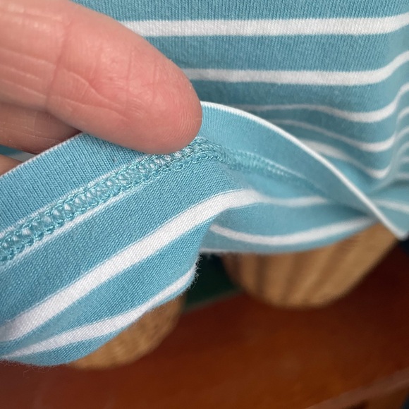 Charter Club Striped V-neck Top O-Ring Blue White Stretchy Size XL EUC - Picture 7 of 10